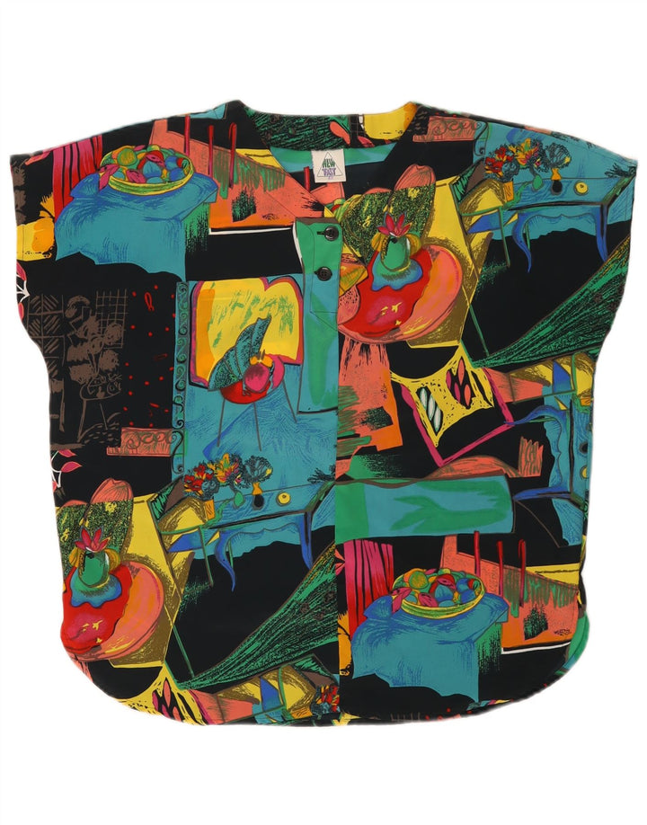 НОВАЯ женская блузка с абстрактным узором FAST EU 42, большой черный полиэстер