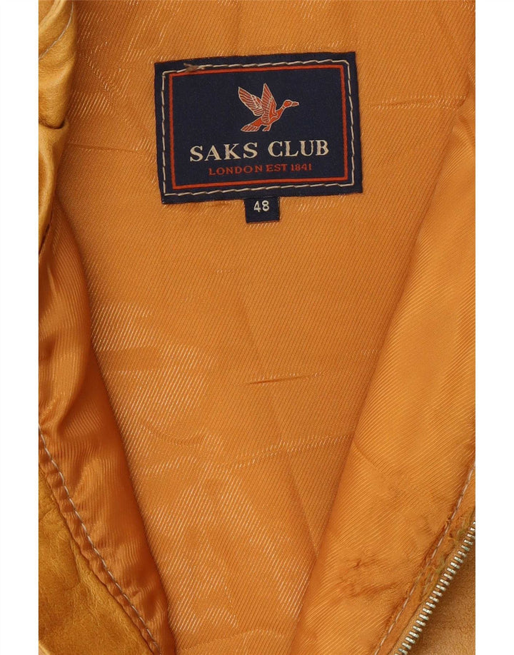 Мужской кожаный жилет Saks Club IT 48 Medium Beige