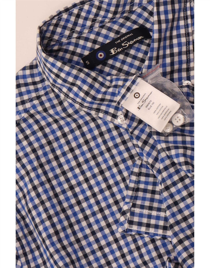 Мужская рубашка Ben Sherman, маленькая, темно-синяя, в мелкую клетку, хлопок