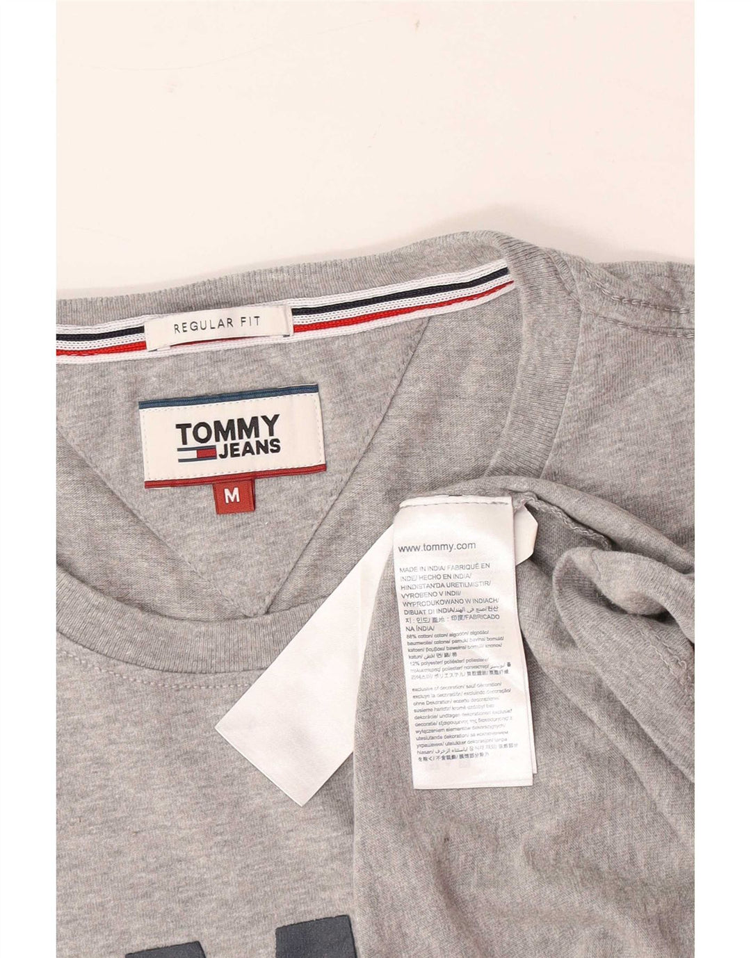 Tommy Hilfiger Мужская футболка стандартного кроя с рисунком, топ среднего серого цвета, хлопок