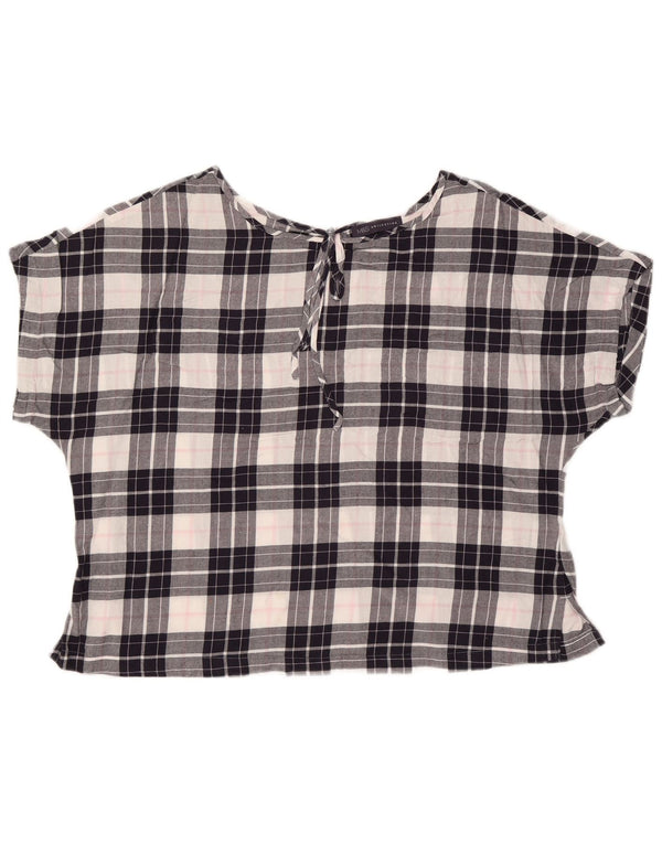 Женская укороченная блузка Marks & Spencer, Великобритания, 18 XL, темно-синяя клетка, хлопок