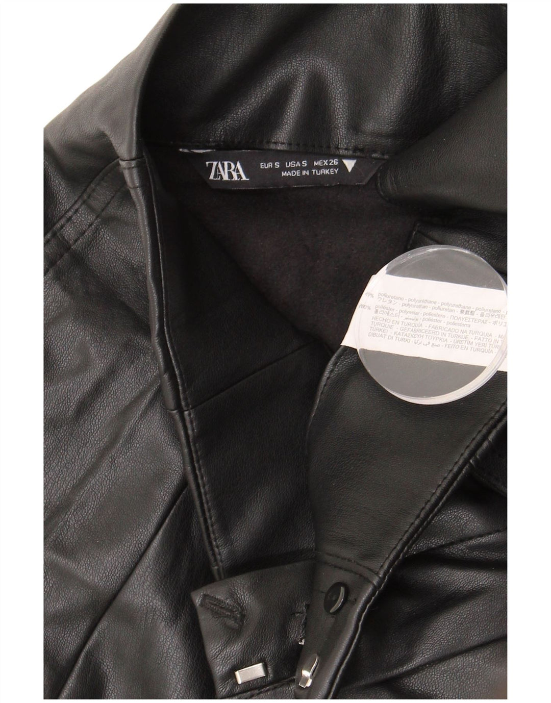 Женская мини-юбка Zara из искусственной кожи, маленькая W26, черная, из полиуретана