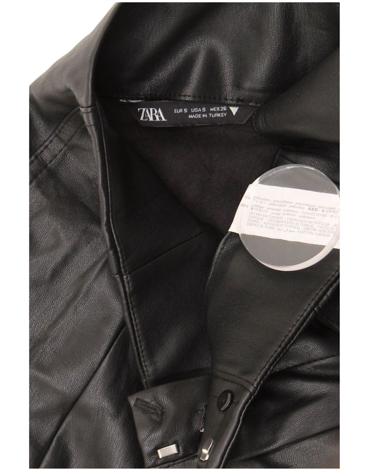 Женская мини-юбка Zara из искусственной кожи, маленькая W26, черная, из полиуретана