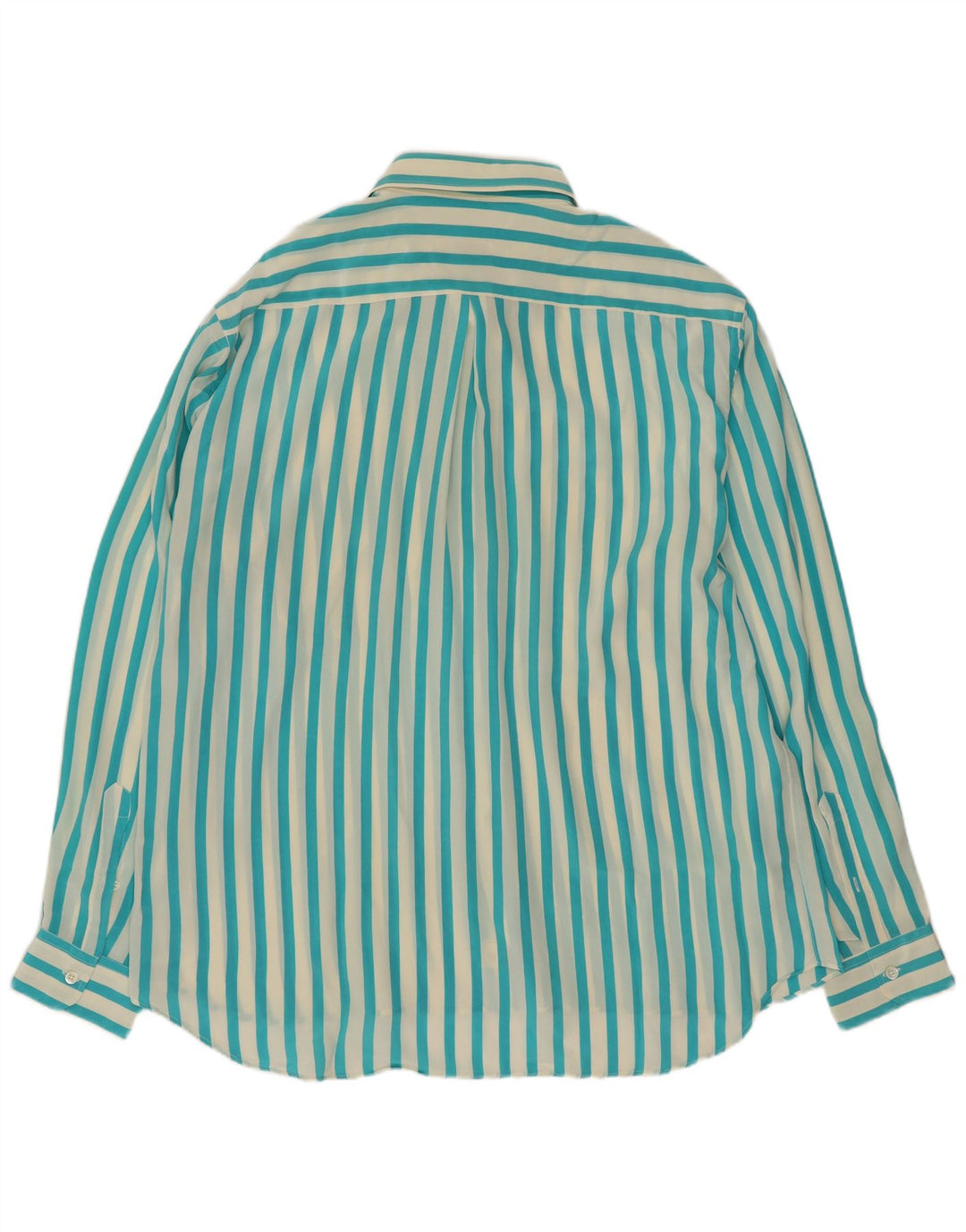 Винтажная мужская рубашка, размер 17 1/2 44 XL, шелковая бирюзовая полоска