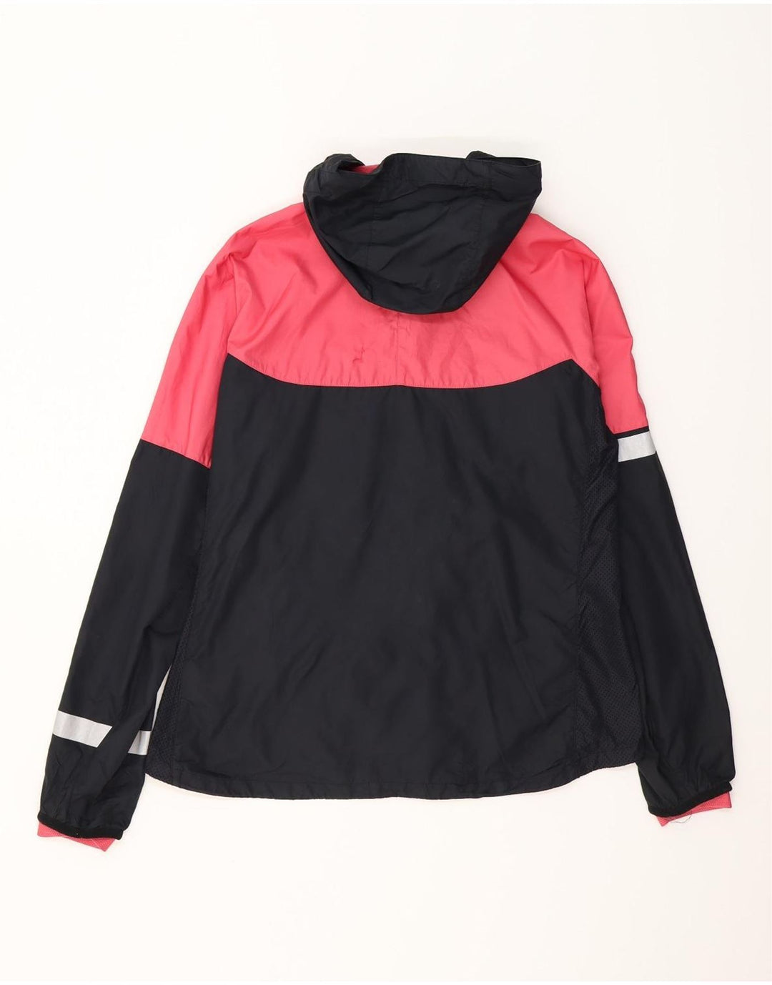 NIKE Womens Hooded Windbreaker Jacket UK 14 Large Black Colourblock
