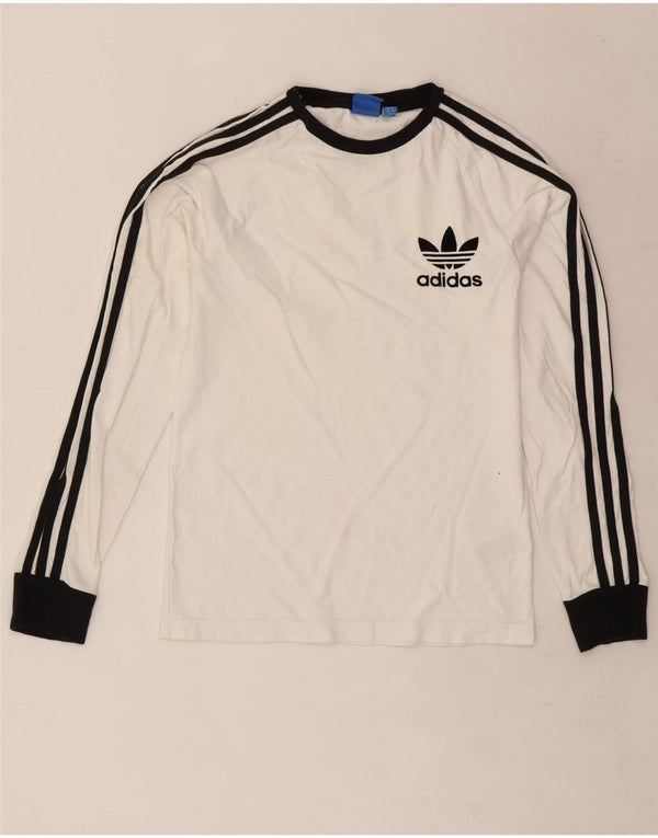 Мужской топ с рисунком Adidas XS с длинным рукавом, белый хлопок