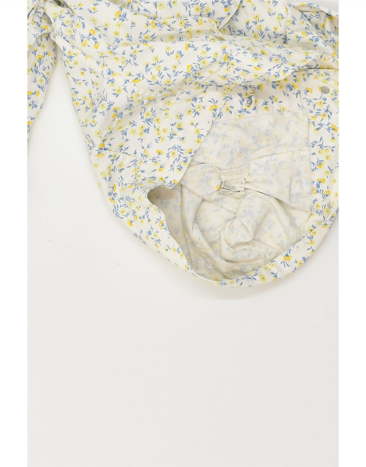 BENETTON Womens Bomber Jacket UK 10 Small White Floral Cotton | Vintage Benetton | Thrift | Second-Hand Benetton | Used Clothing | Messina Hembry 