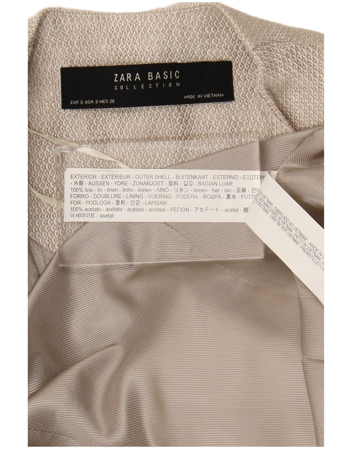 Женское открытое пальто Zara UK 10, маленькое, бежевое, льняное