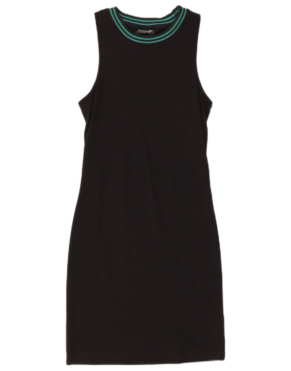 Topshop Womens Sleeveless Bodycon Dress UK 8 Small Black Viscose