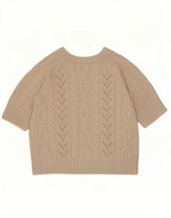 Zara Mens Crop Short Sleeve Boat Neck Jumper Sweater UK 10 Small Off White