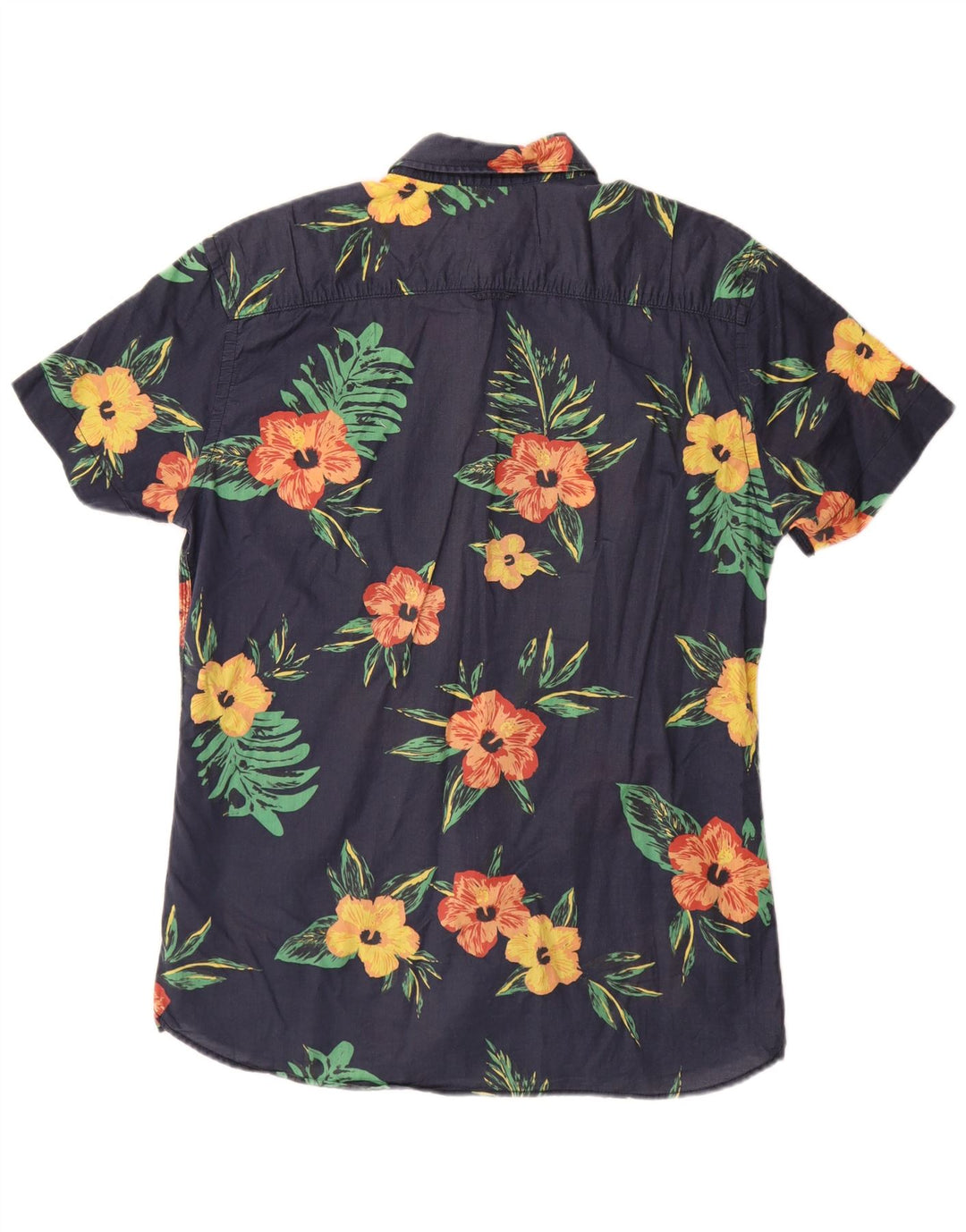 JACK & JONES Мужская рубашка с коротким рукавом, большая темно-синяя хлопковая рубашка с цветочным принтом