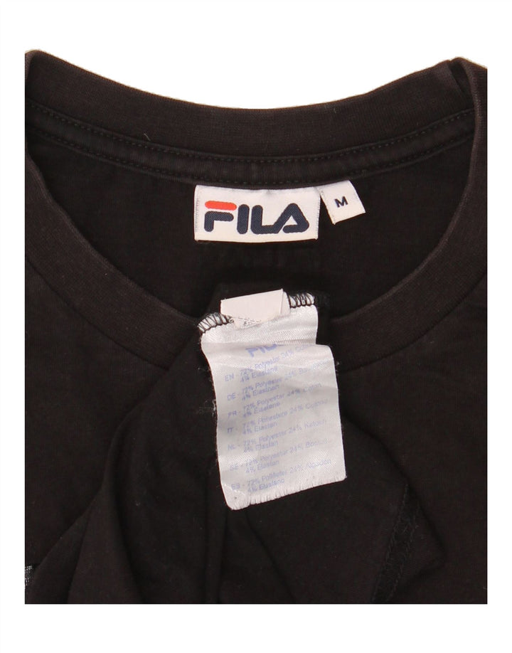 FILA Mens Graphic T-Shirt Top Medium Black Polyester Vintage Fila and Second-Hand Fila from Messina Hembry 