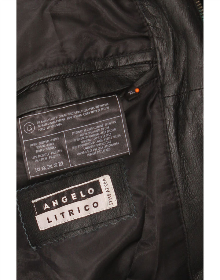 Мужская кожаная куртка ANGELO LITRICO UK 42 XL, черная кожа