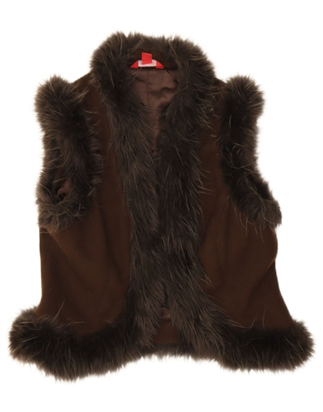 Женский укороченный открытый жилет Monsoon UK 12, средний коричневый цвет из шерсти