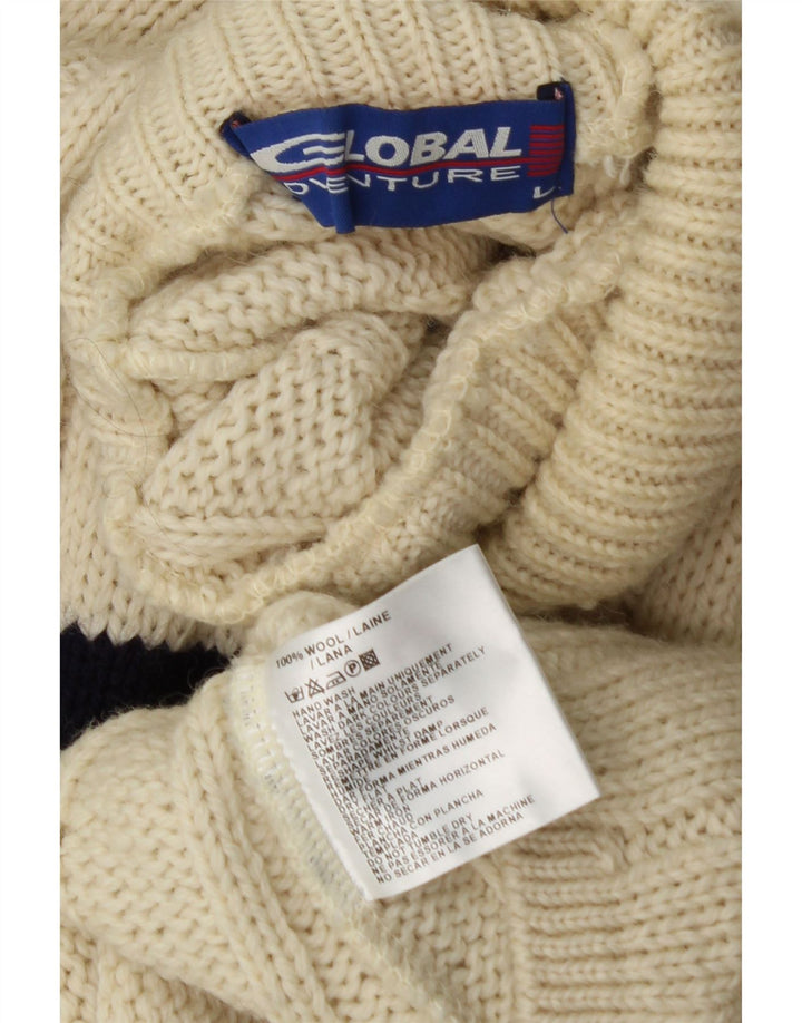 ВИНТАЖНЫЙ мужской джемпер с высоким воротником, большой шерстяной свитер в белую полоску