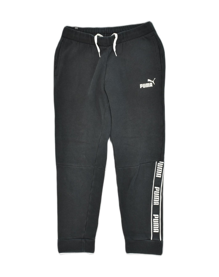 PUMA Womens Graphic Tracksuit Trousers Joggers UK 6 XS Black Cotton | Vintage Puma | Thrift | Second-Hand Puma | Used Clothing | Messina Hembry 