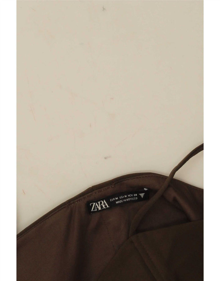 Женский укороченный топ на бретельках Zara UK 12, средний коричневый цвет