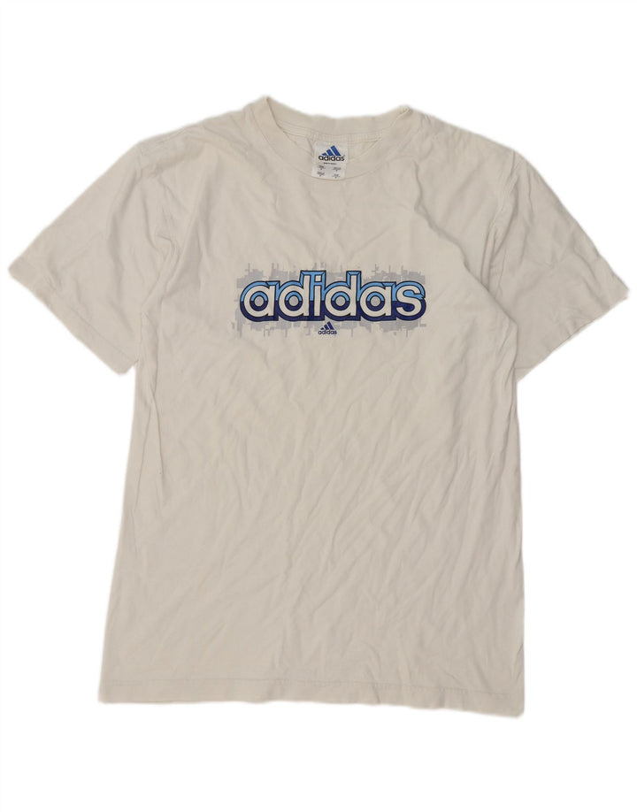 ADIDAS Mens Graphic T-Shirt Top Small White Cotton
