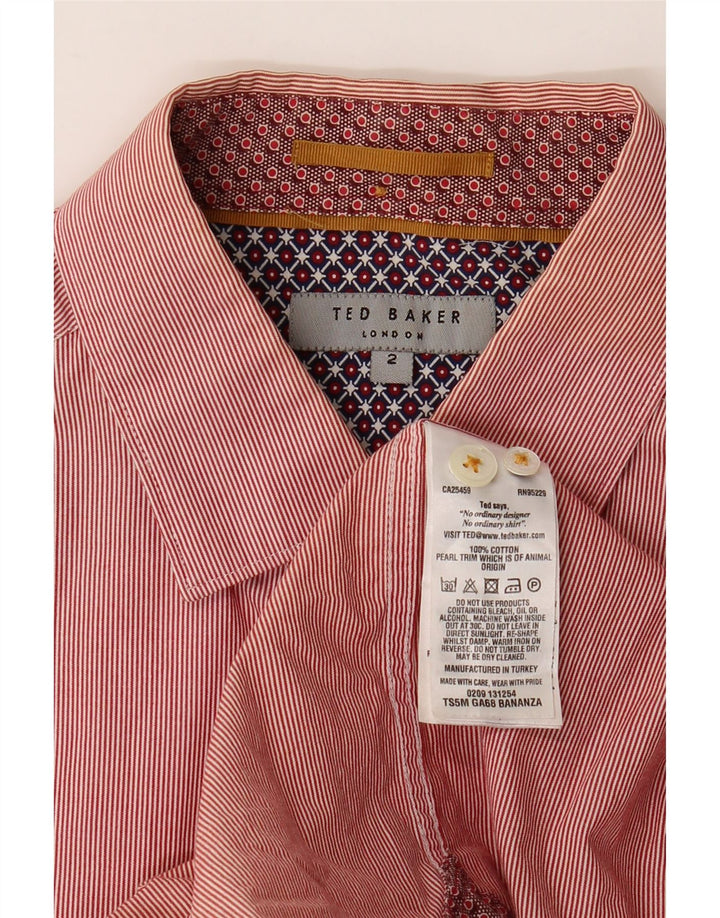 Мужская рубашка Ted Baker, размер 2, маленькая красная хлопковая полоска