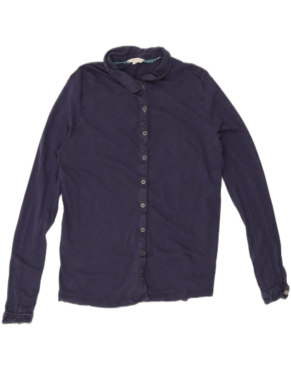 Женская рубашка White Stuff UK 12, средний темно-синий хлопковый цвет