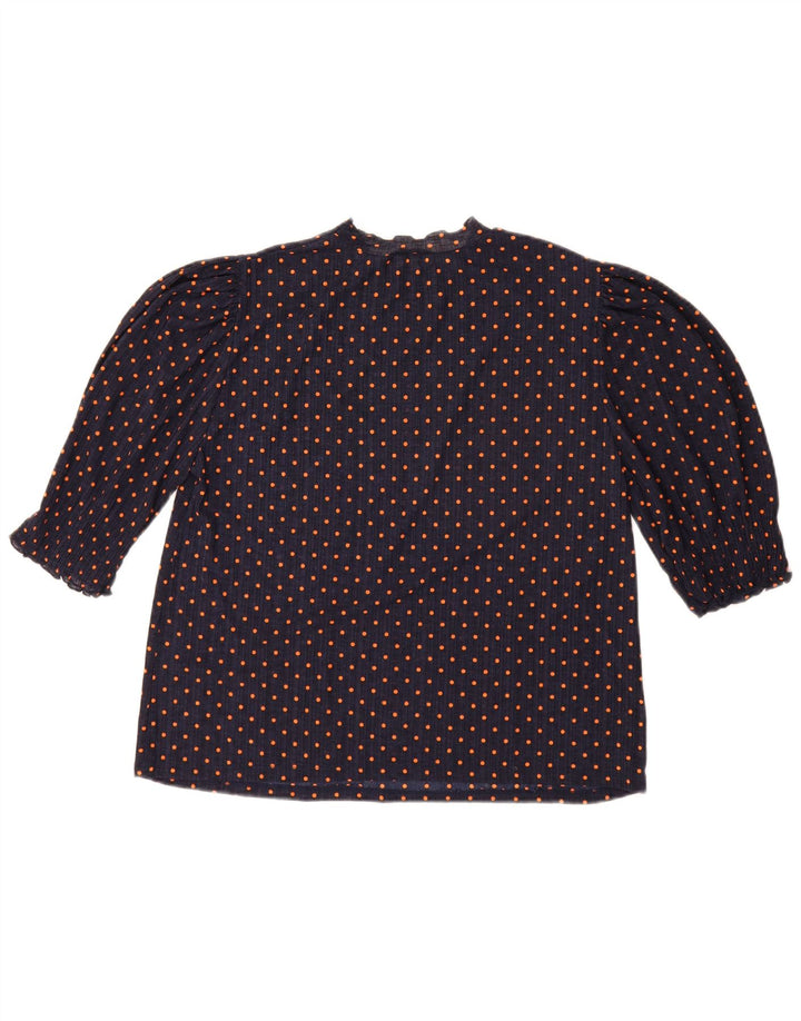 Женская блузка Zara Top UK 14, средний темно-синий в горошек