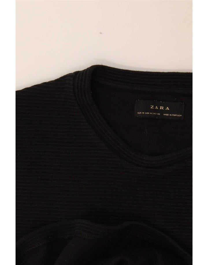 Мужской топ Zara с длинным рукавом, средний черный в полоску