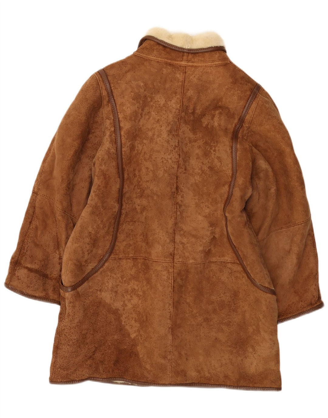 VINTAGE Женская дубленка оверсайз IT 44 Medium Brown Shearling