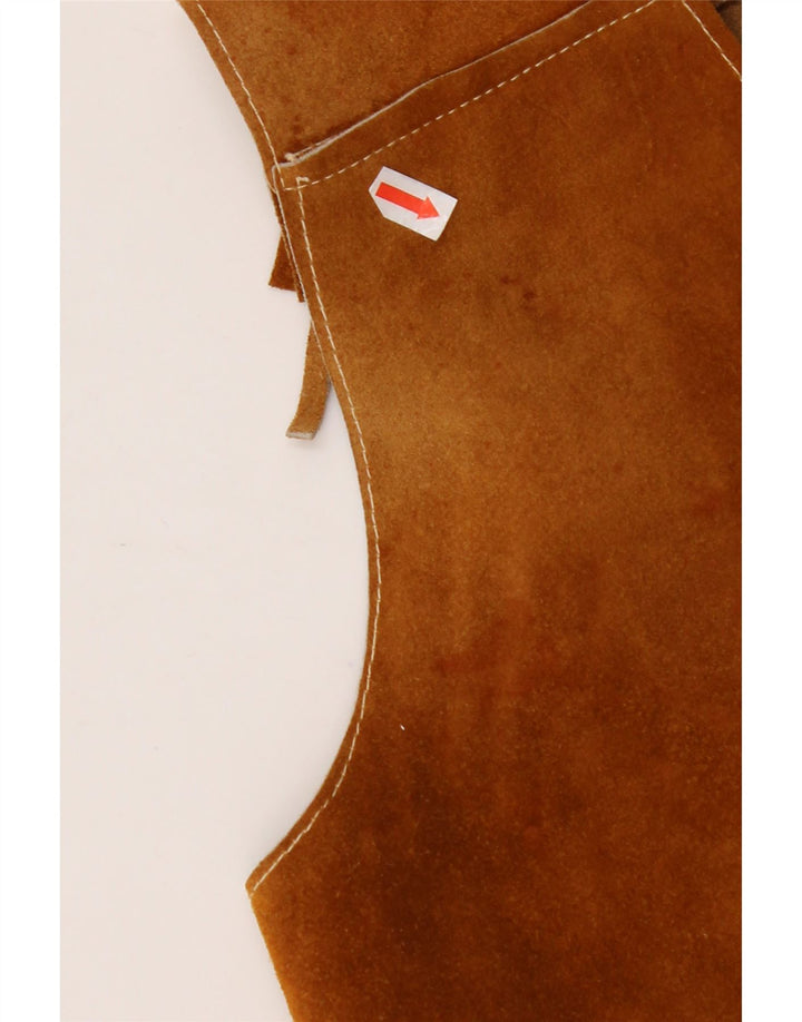 ВИНТАЖНЫЙ женский замшевый жилет UK 10, маленький коричневый