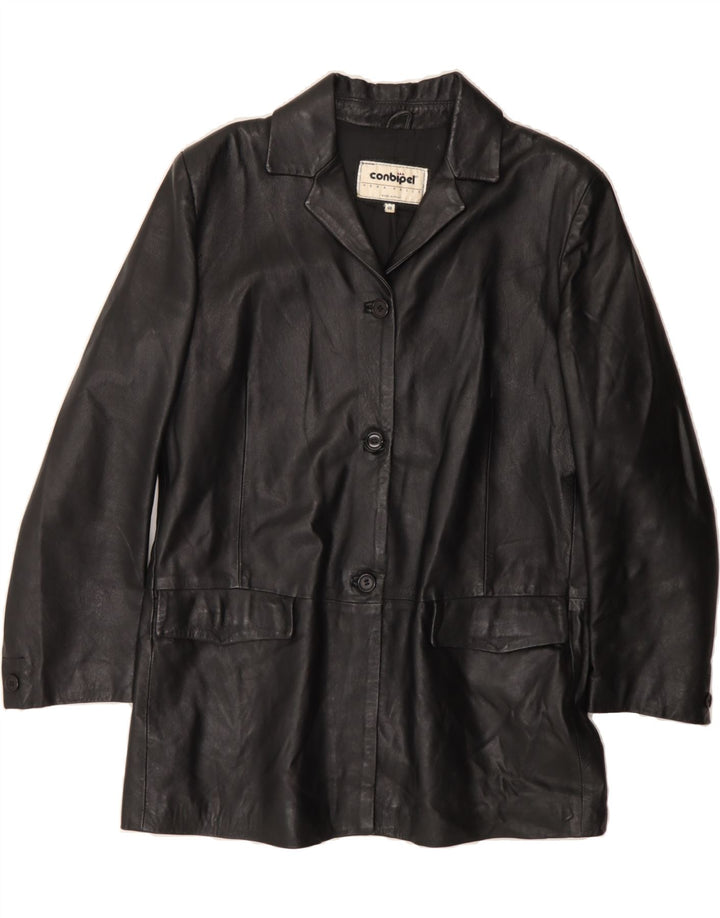 CONBIPEL Womens Leather Jacket IT 48 XL Black Leather Vintage Conbipel and Second-Hand Conbipel from Messina Hembry 
