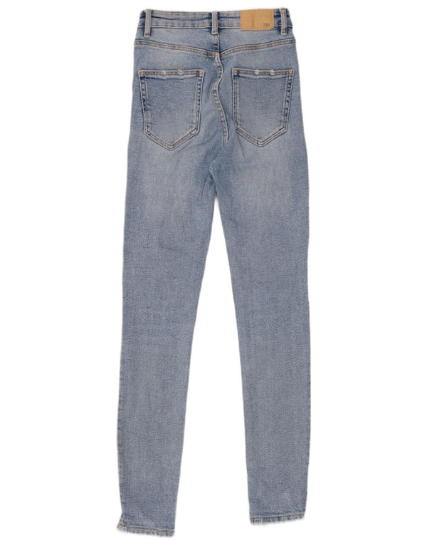 Женские потертые джинсы скинни ZARA EU 34 2XS W24 L27 Синие