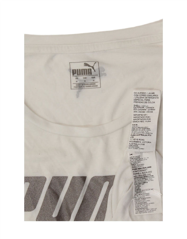 PUMA Womens Graphic T-Shirt Top UK 14 Medium White Polyester Vintage Puma and Second-Hand Puma from Messina Hembry 