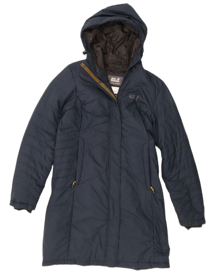Мужское стеганое пальто с капюшоном Jack Wolfskin UK 12/14, средний темно-синий полиэстер