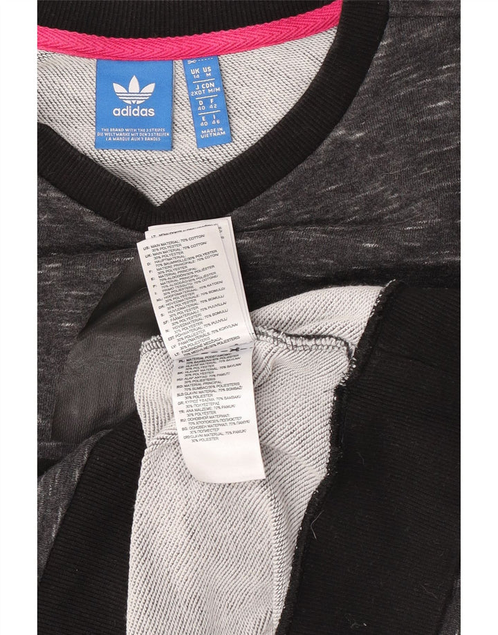 Женский свитер с рисунком Adidas UK 14, хлопковый джемпер среднего серого цвета с крапинками