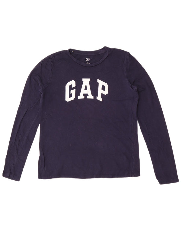 Женский топ с графическим рисунком Gap UK 14, средний темно-синий, с длинным рукавом