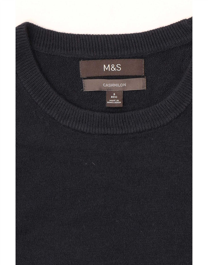 Мужской джемпер с круглым вырезом Marks & Spencer, маленький темно-синий кашемировый свитер