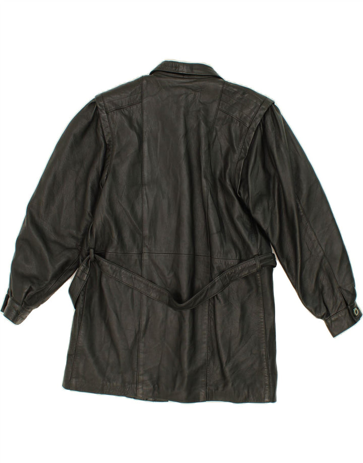 VINTAGE Womens Oversized Leather Jacket IT 40 Small Black Leather Vintage Vintage and Second-Hand Vintage from Messina Hembry 