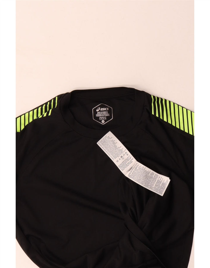 Мужская футболка ASICS, верх, средний черный, полиэстер с цветными блоками