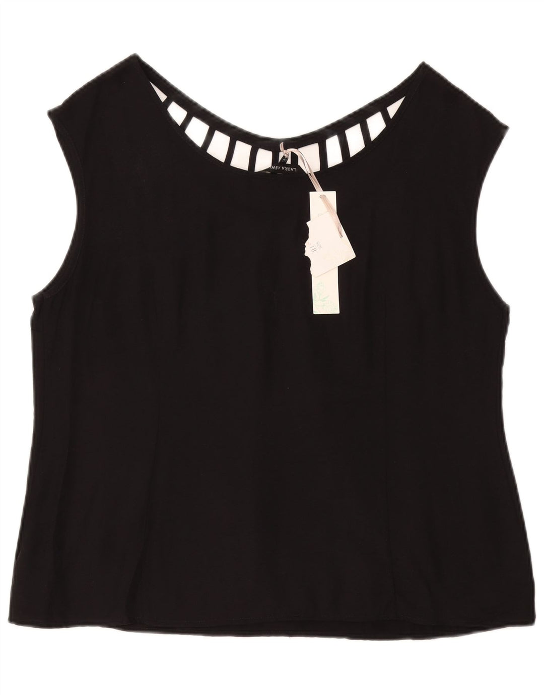 LAURA ASHLEY Женская блузка без рукавов, топ UK 18 XL, черная вискоза