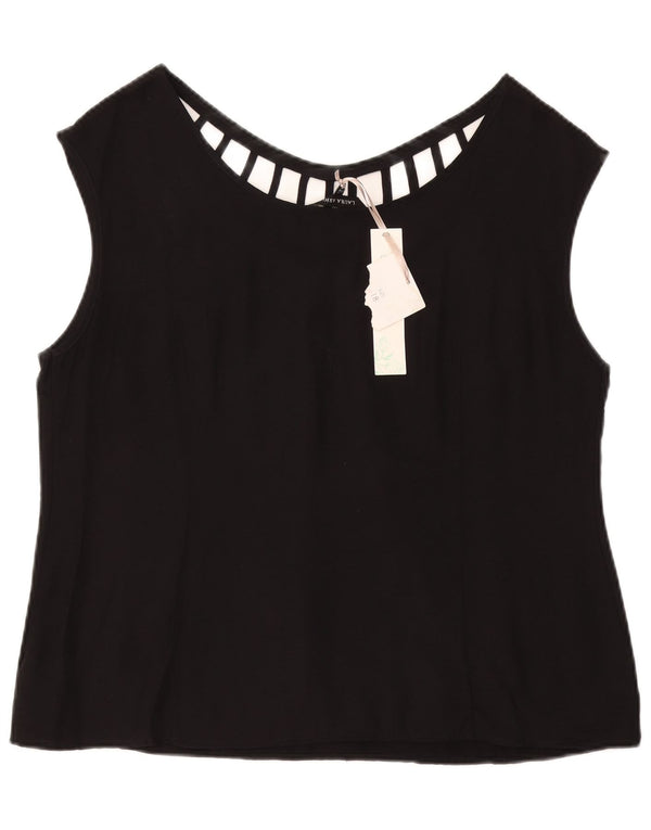 LAURA ASHLEY Женская блузка без рукавов, топ UK 18 XL, черная вискоза