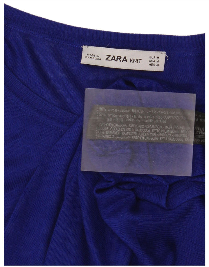 Женская блузка оверсайз Zara UK 14, средний синий вискоза