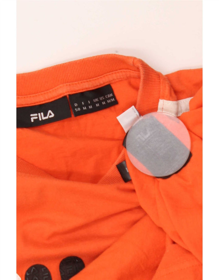 Мужская футболка с рисунком Fila, хлопковый топ средней оранжевой полоски