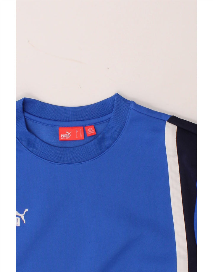 PUMA Mens Top Long Sleeve Medium Blue Colourblock Polyester Vintage Puma and Second-Hand Puma from Messina Hembry 