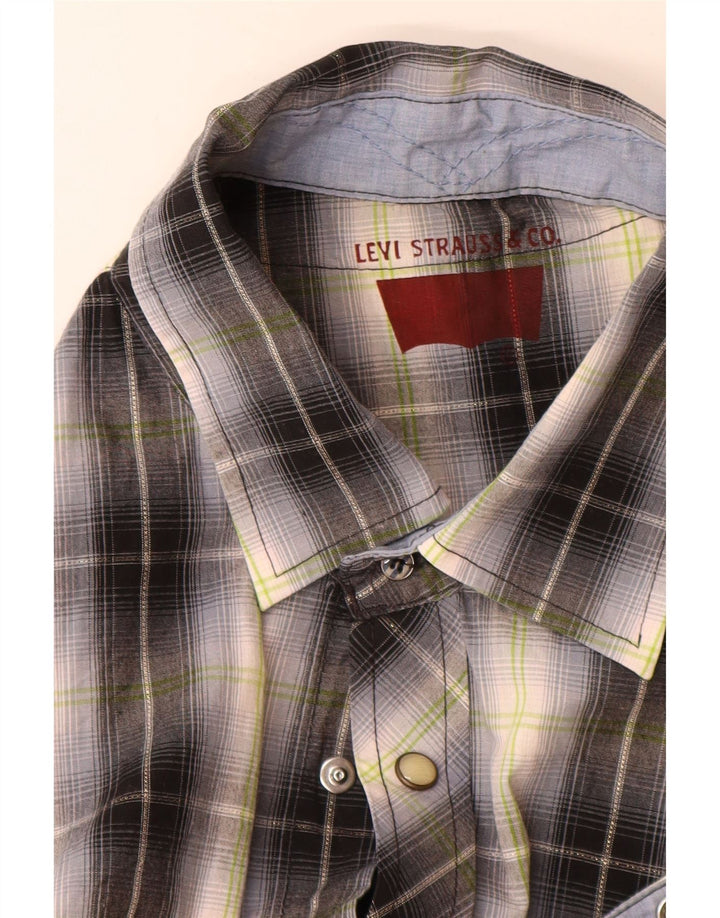 Мужская рубашка с коротким рукавом Levi's, маленькая серая клетка, хлопок