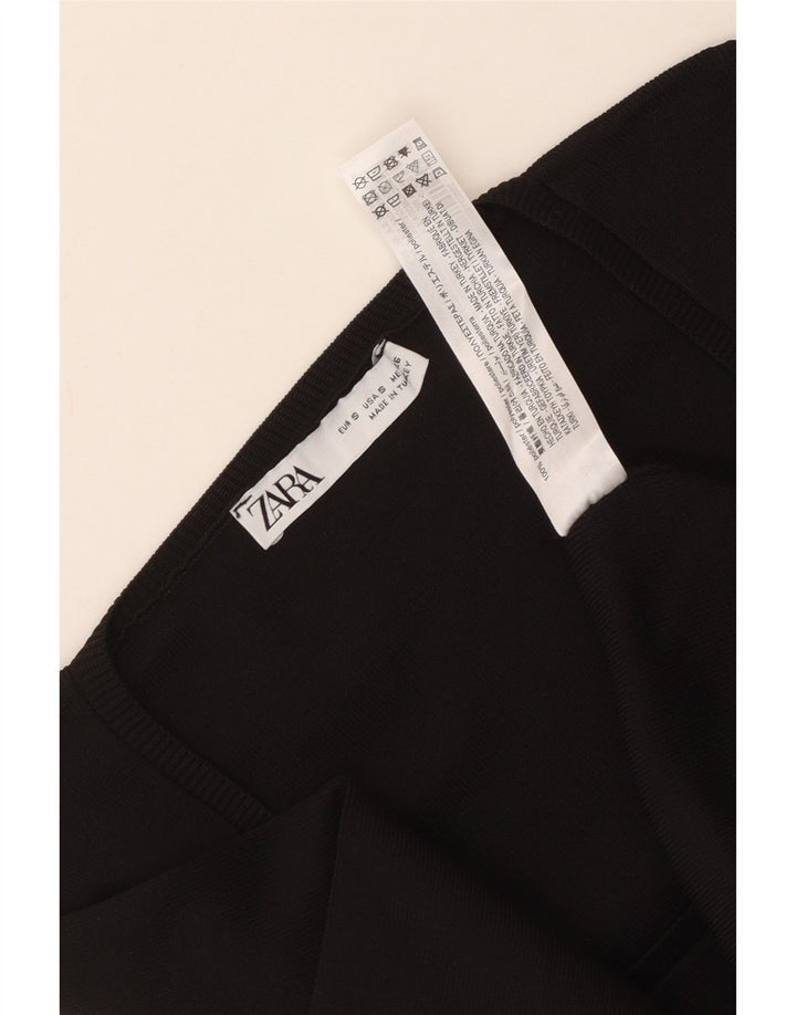 Женское платье трапециевидного силуэта с длинными рукавами Zara UK 10, маленький черный полиэстер