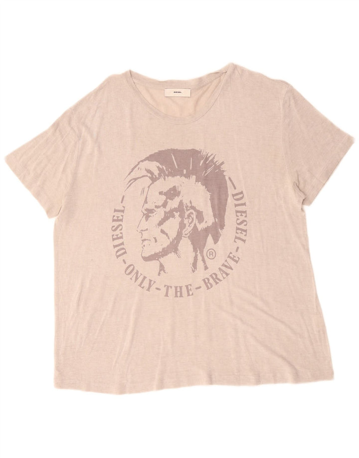 Женская футболка с рисунком Diesel Top UK 18 XL Бежевая классика