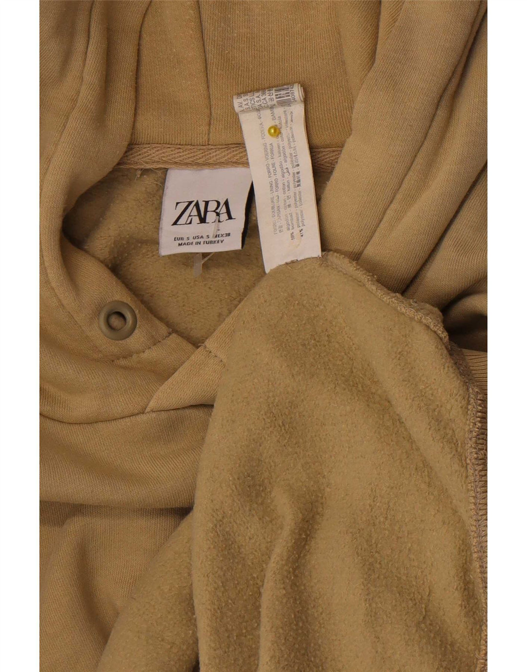Мужской джемпер с капюшоном Zara, маленький бежевый, хлопок