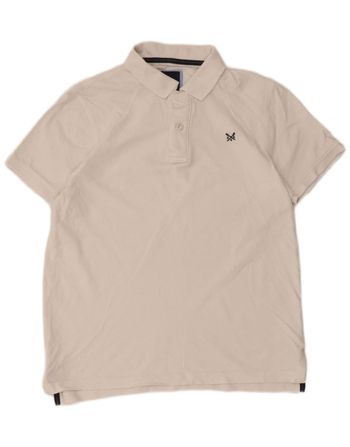Crew Clothing Мужская рубашка поло, большой белый хлопок