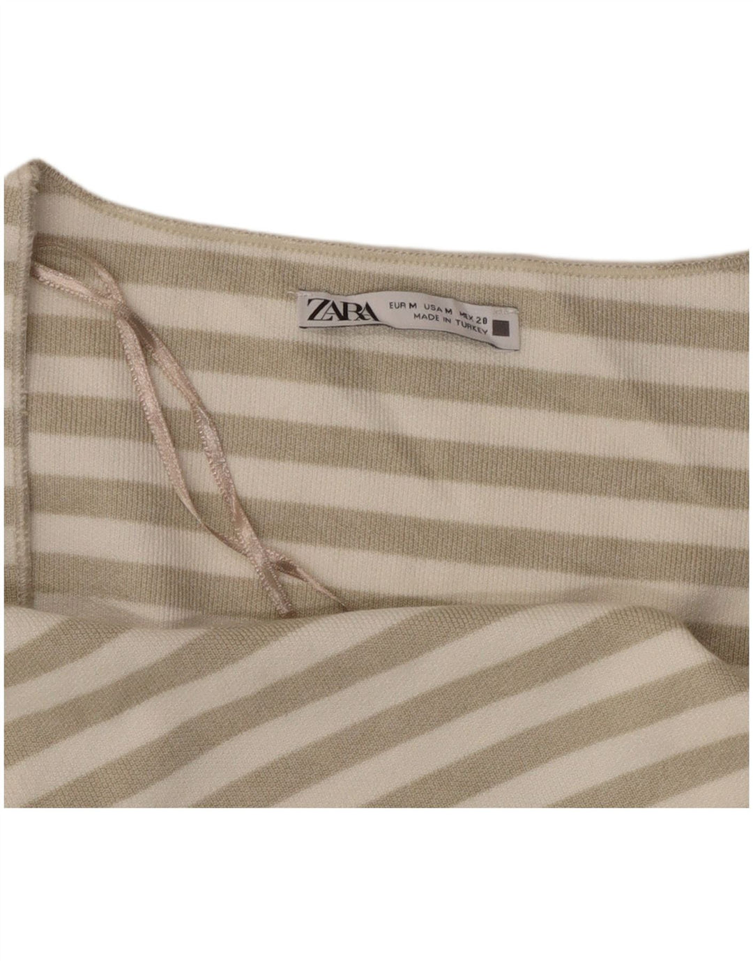 Женский укороченный топ ZARA UK 12, средний цвет в белую полоску