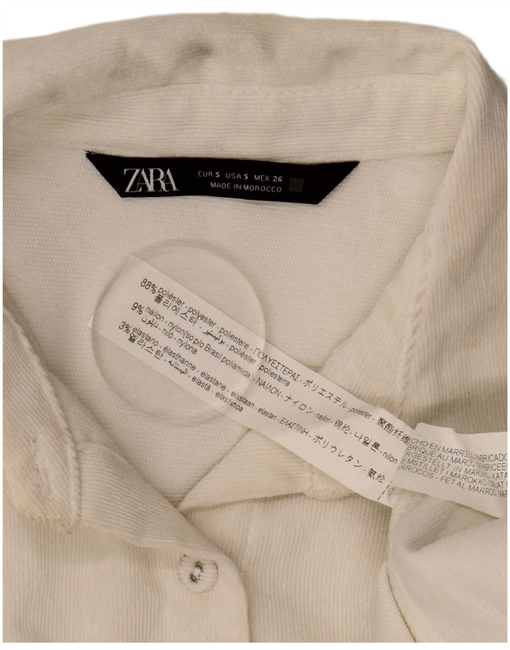 Женская вельветовая рубашка оверсайз Zara UK 10, маленький размер, белый полиэстер