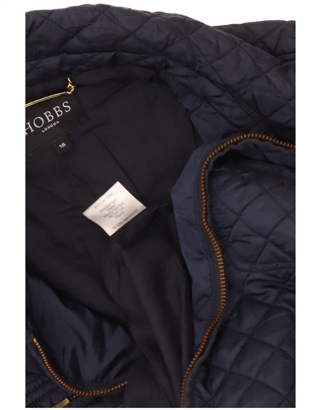 Женская стеганая куртка Hobbs UK 16, большая, темно-синяя, нейлон